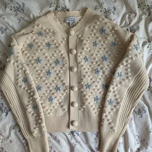 & Other Stories Floral Embroidery Knit Cardigan Sz S